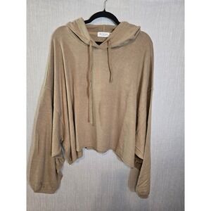 Risen Los Angeles Soft Heather Tan Oversized Cropped Hoodie‎ Sweatshirt New 2X